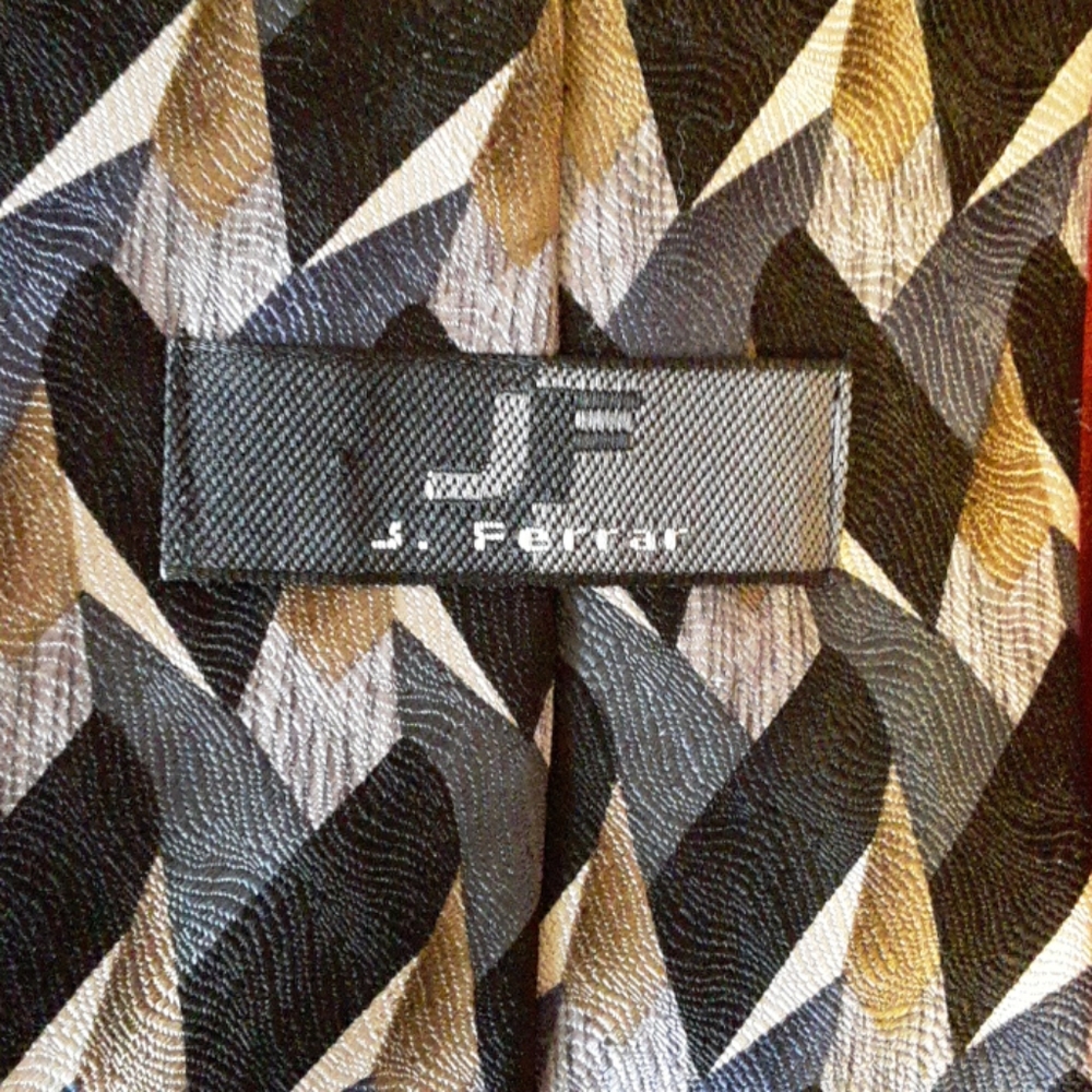 J. Ferrari gray,black and gold necktie